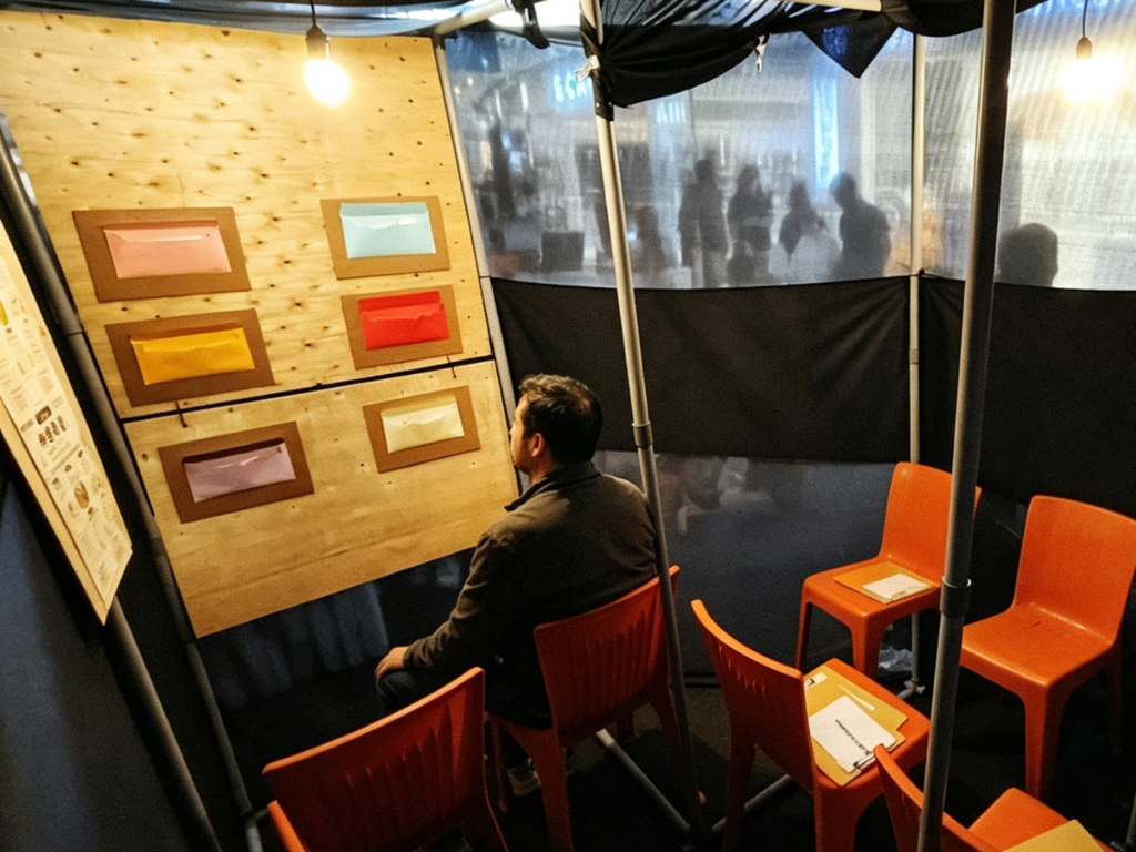Participant reflecting inside the RE:GEN Urban Emotional Experience space