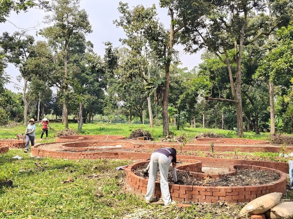Community regeneration garden development with planting areas in Malaysia